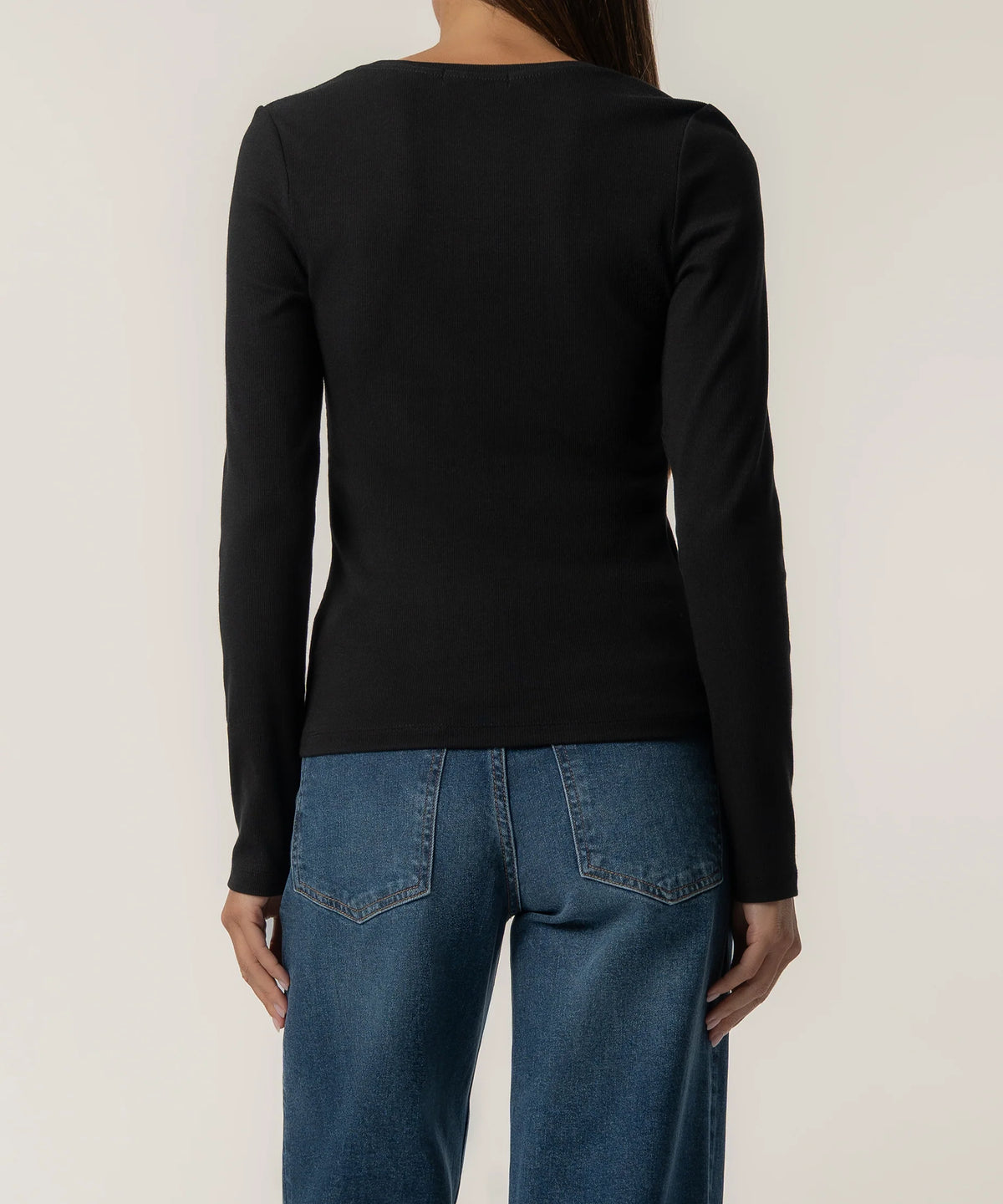 Kut Sarah Scoop/Rib Knit Top-Black