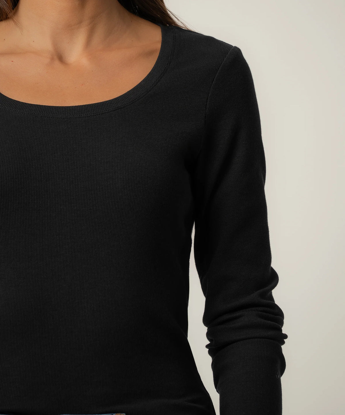 Kut Sarah Scoop/Rib Knit Top-Black