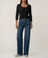 Kut Sarah Scoop/Rib Knit Top-Black
