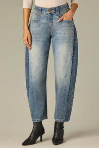 Side Panel Barrel Leg Jeans