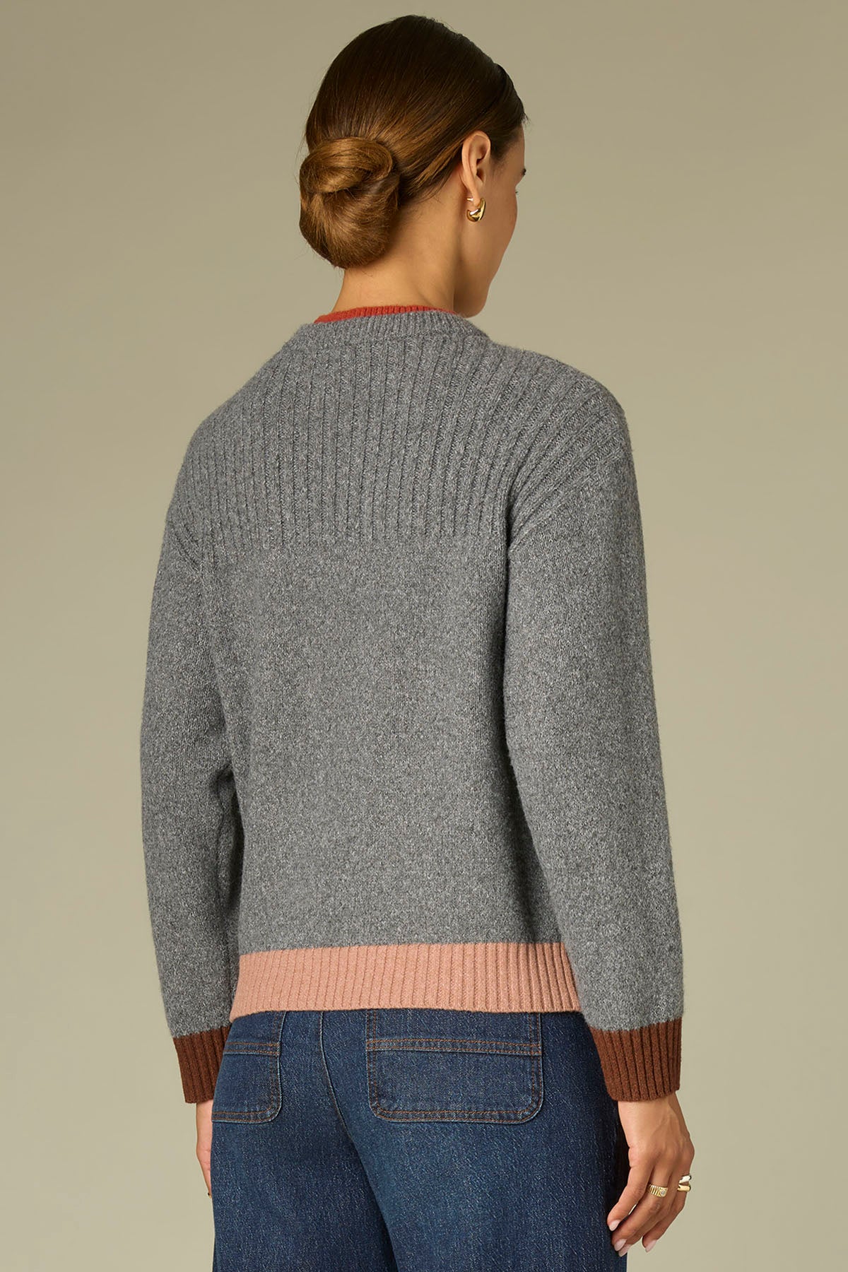 Double Color Block Ribbed Sweater