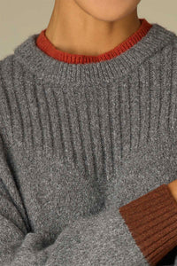Double Color Block Ribbed Sweater