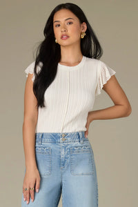 Flutter Cap Sleeve Mix Sweater Top