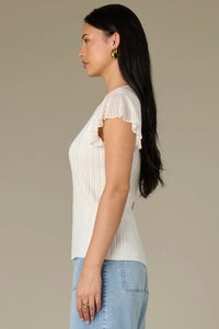Flutter Cap Sleeve Mix Sweater Top