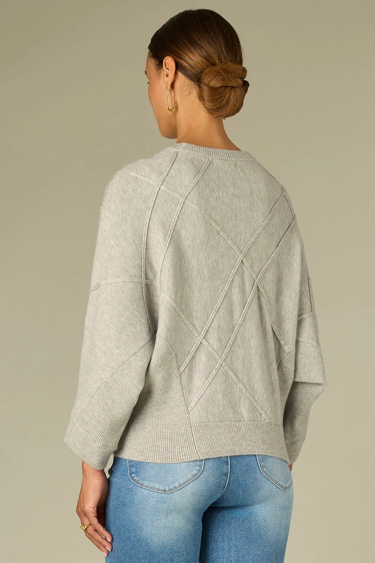 Dolman Grid Stitch Sweater