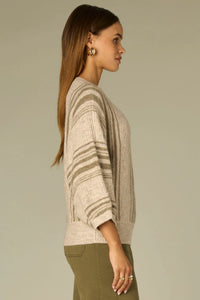 Pleated Dolman Striped Sweater