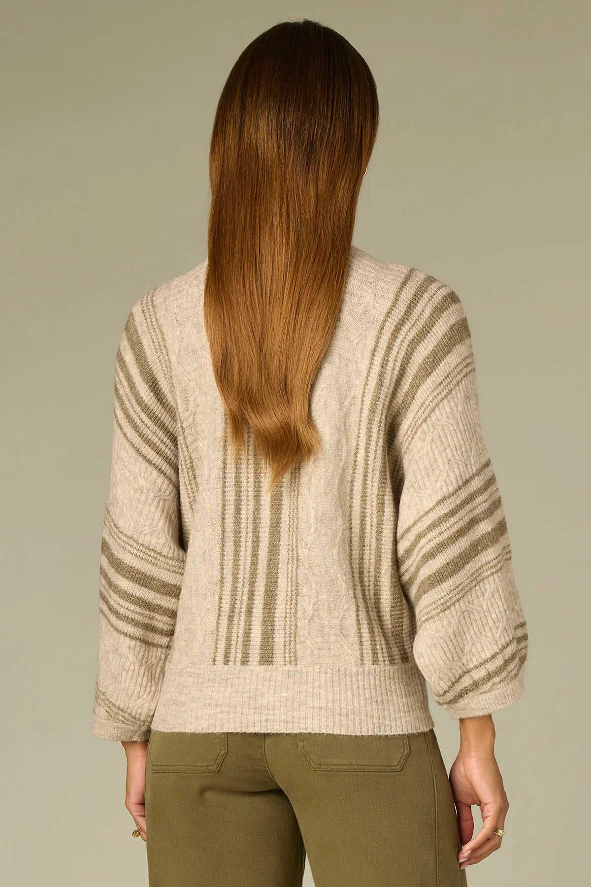 Pleated Dolman Striped Sweater