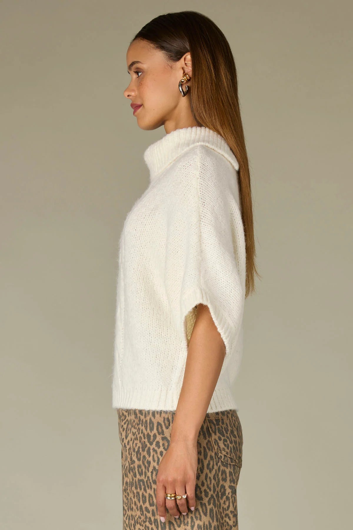 Dolman Sleeve Cable Stitch Sweater