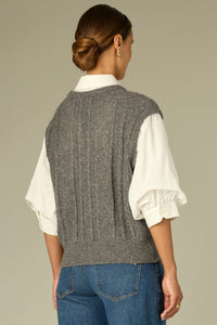 Embroidered Twofer Sweater Top