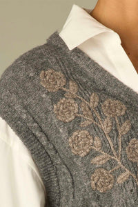 Embroidered Twofer Sweater Top