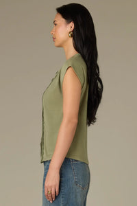 Mixed Media Button front Blouse