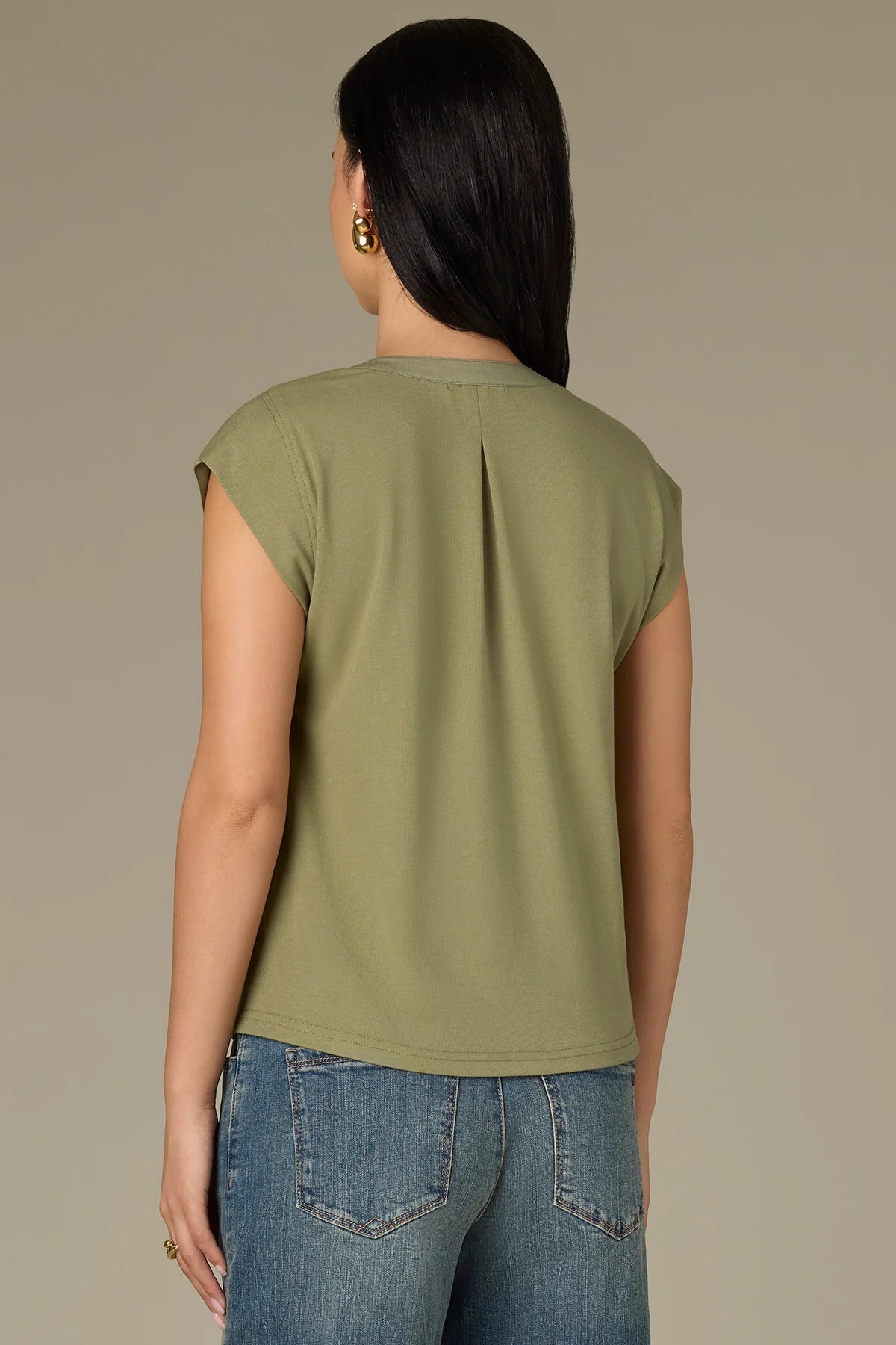 Mixed Media Button front Blouse
