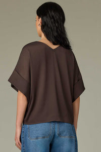 Dolman Short Sleeve Satin Blouse
