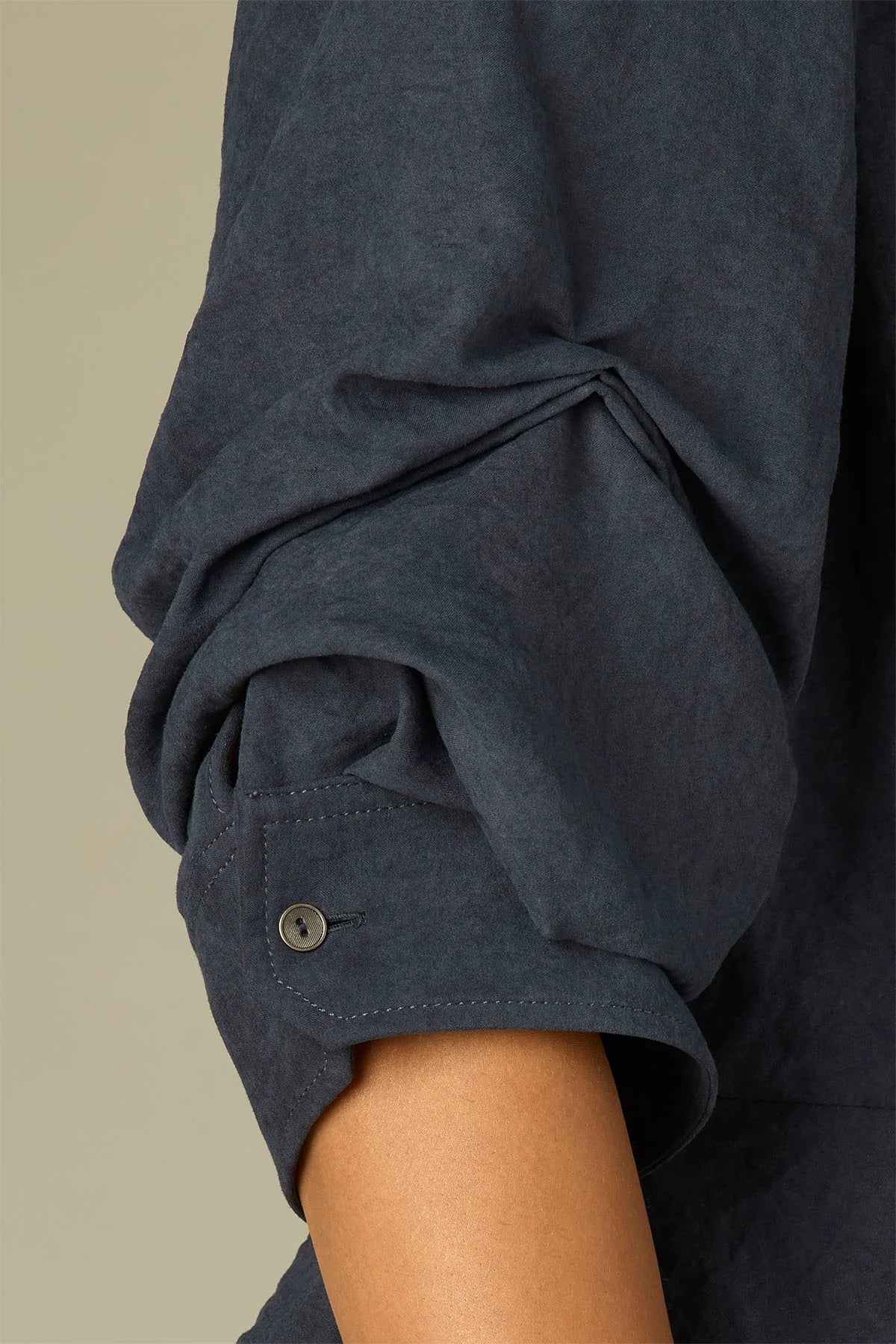 Pleated Sleeve Peplum Suede Top-Blue