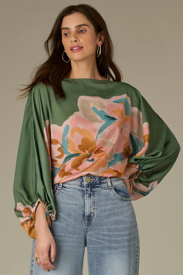 Abstract Floral Peasant Top