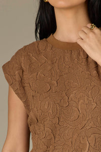Floral Textured Top-Butter Toffee