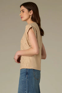 Floral Textured Top-Ecru