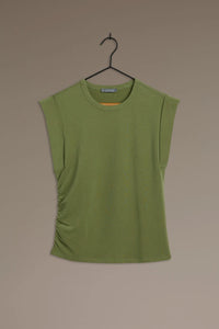 Cuffed Cap Sleeve Knit Top-Moss