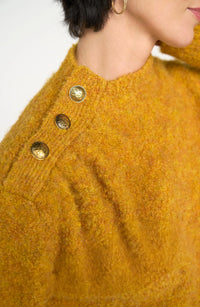 Liverpool Mock Neck Sweater w Buttons -Gold