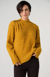 Liverpool Mock Neck Sweater w Buttons -Gold