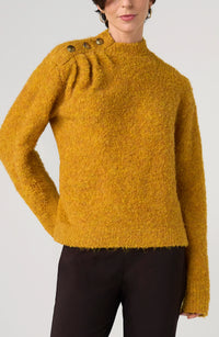 Liverpool Mock Neck Sweater w Buttons -Gold