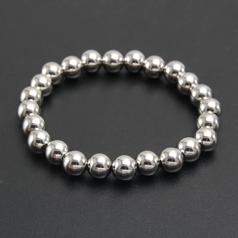 Silver Waterproof Beaded Bracelet