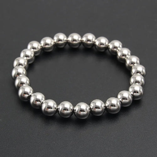 Silver Waterproof Beaded Bracelet