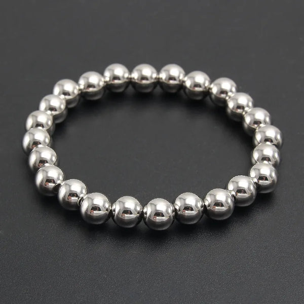 Silver Waterproof Beaded Bracelet