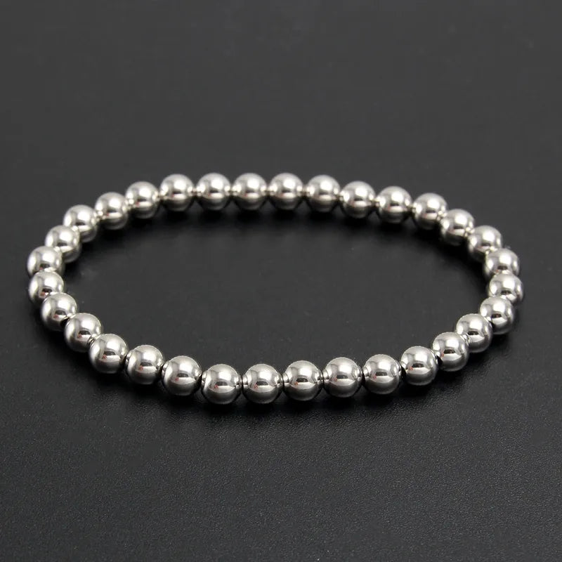 Silver Waterproof Beaded Bracelet