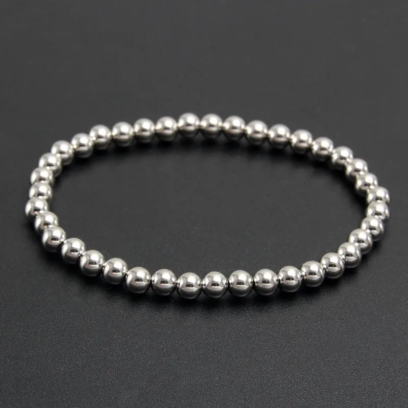 Silver Waterproof Beaded Bracelet