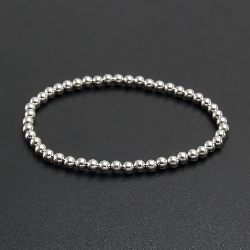 Silver Waterproof Beaded Bracelet