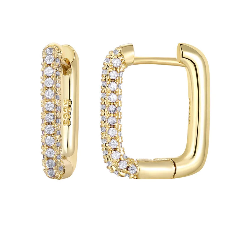 Squared Hoop Earring w/pave Diamonds