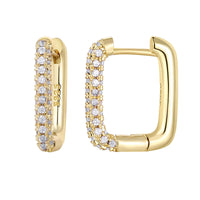Squared Hoop Earring w/pave Diamonds