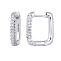 Squared Hoop Earring w/pave Diamonds