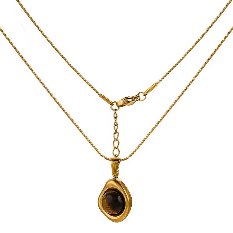 Geo Natural Stone Pendant Necklace