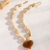 Beaded Necklace w/Heart Pendant
