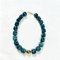 Squared Resin Bead Necklace w/Gold Bead