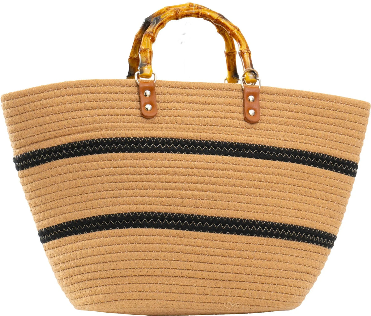 Woven Bamboo Handle Tote