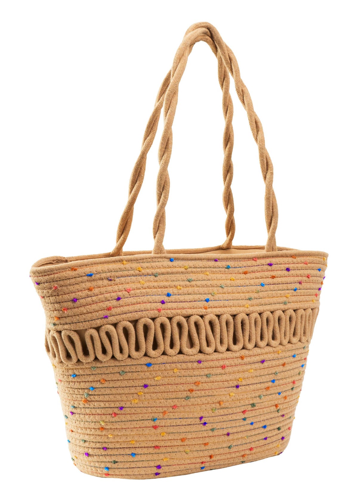 Confetti Woven Twist Shoulder Tote