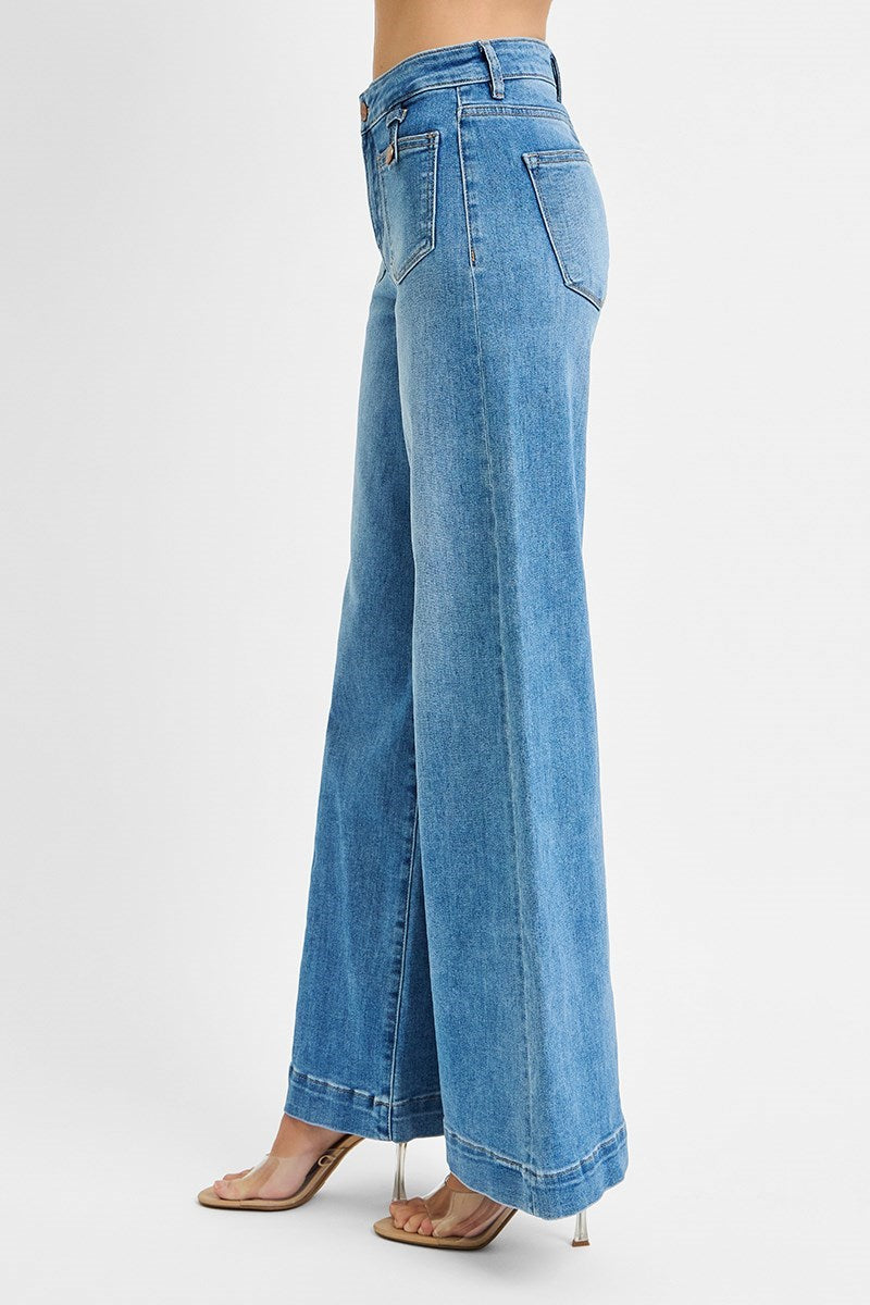 Front Patch Pocket Wide Leg Jean