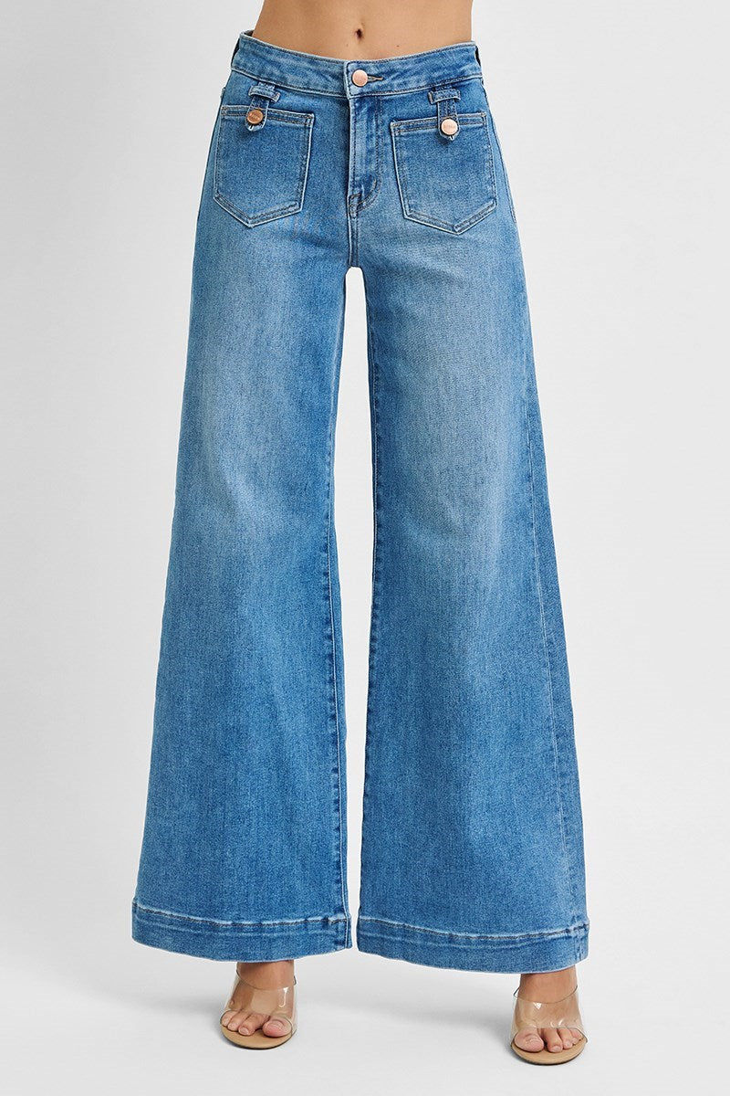 Front Patch Pocket Wide Leg Jean