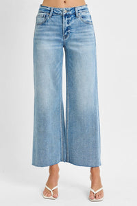 Risen Wide Leg-Cut Hem Jeans