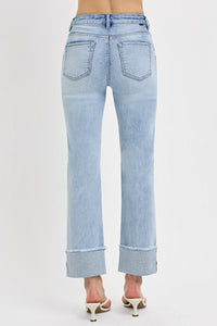Risen Cuffed Straight Jeans-Light Wash