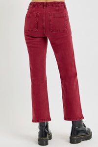 Patch Pocket Jeans-Wine