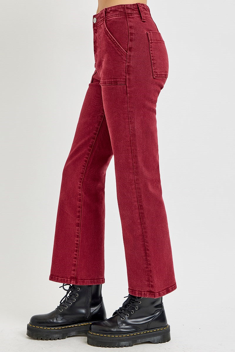 Patch Pocket Jeans-Wine