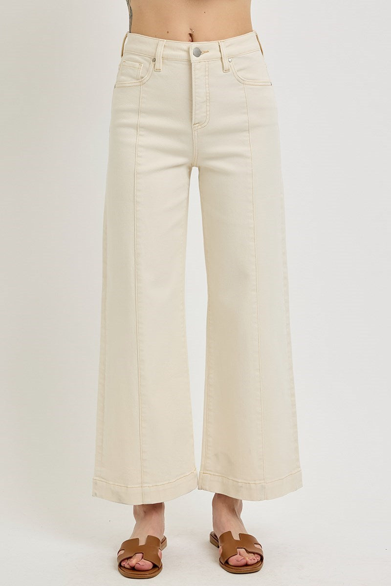 Risen Tummy Control Crop Wide Leg Jeans
