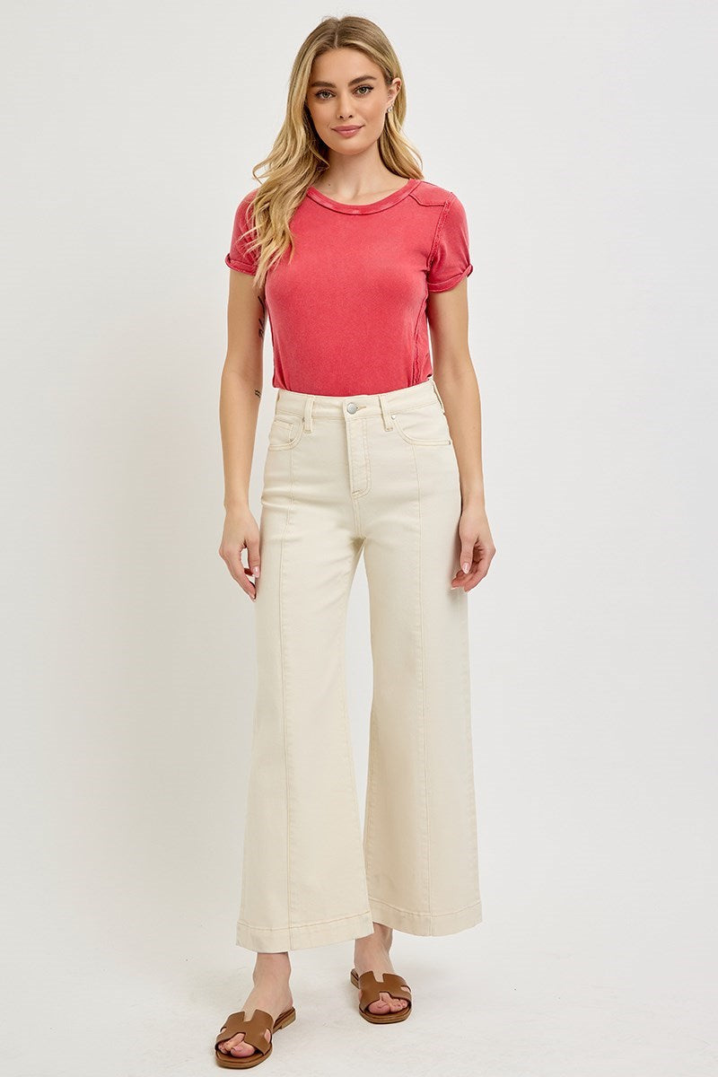 Risen Tummy Control Crop Wide Leg Jeans