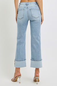 Straight Wide Cuff Jeans with Seam