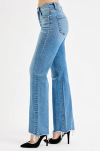 Raw Hem Wide Leg Denim- Medium Wash