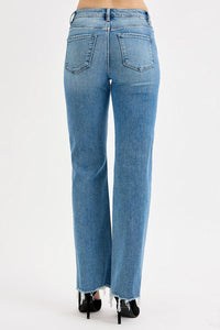 Raw Hem Wide Leg Denim- Medium Wash